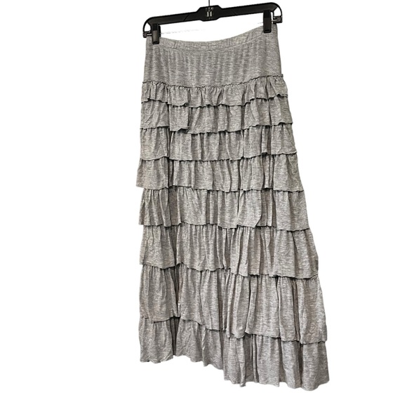Soft Surroundings Gray Tiered Ruffle Maxi Skirt, Sz Petite S - Picture 8 of 14